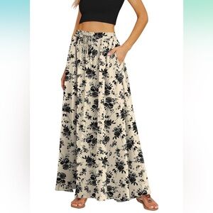 Black and white floral maxi skirt